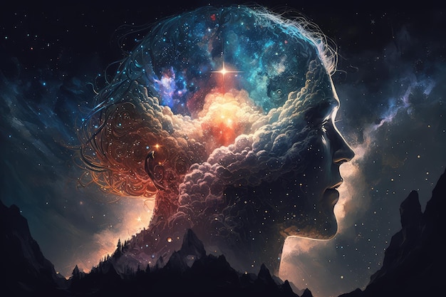 Mind of god with view of universe and stars in aweinspiring representation