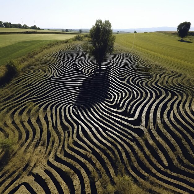 Foto mindbending op art un paesaggio ceramico surrealista di consapevolezza ambientale