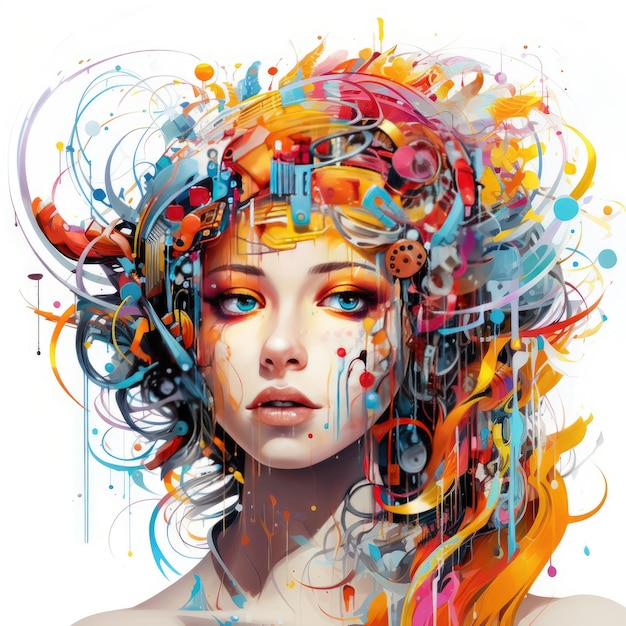 MindBlowing AI Artistry Vibrant and Captivating Illustrations on a Clean White Canvas