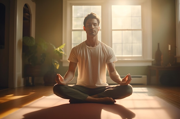 Mindful Moments A Man Finding Serenity Through Home Yoga Meditation
