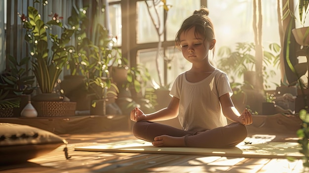 Foto mindfulness kind doet yoga