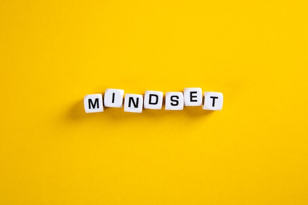 Mindset word on yellow background