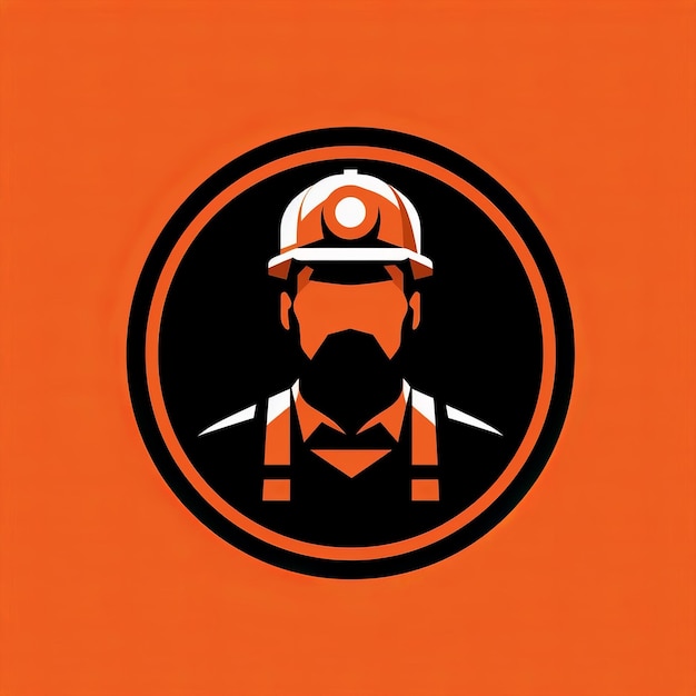 Mine Worker Icon On Dark Orange Background