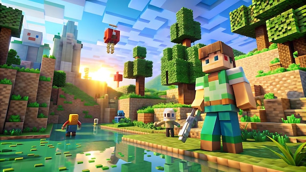 Minecraft Roblox pixel art game character background wallpaper
