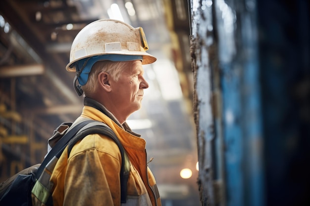 Miner checking the structural integrity of a mine