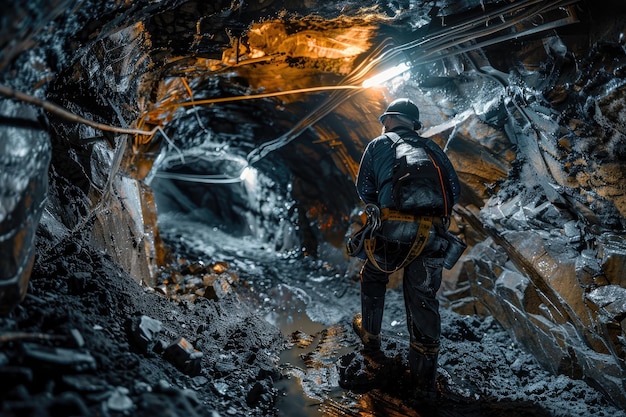 Photo miner in a coal mine mining