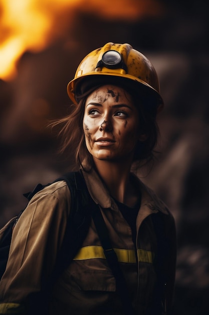 Miner person professional mining worker working in the mine Excavation operation with work clothes