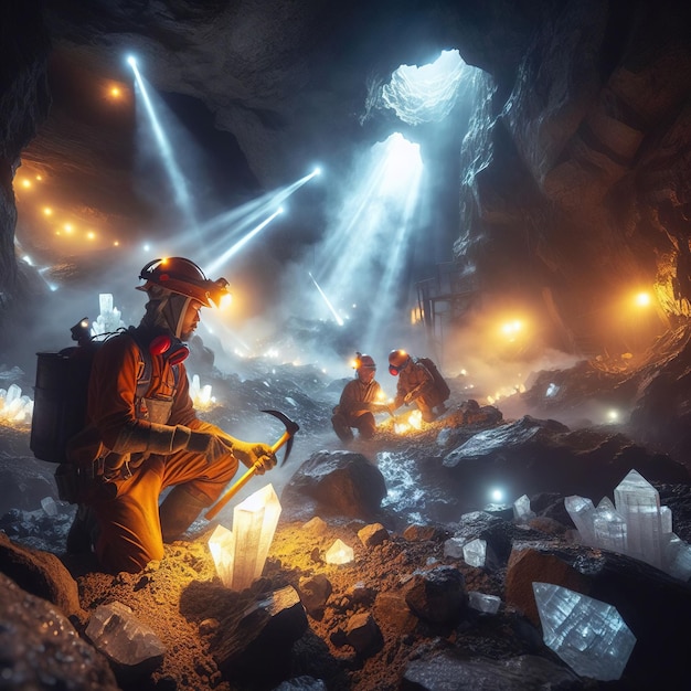 Photo miner in quartz mine