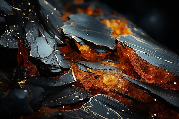 Mineral Marvels Part of Mineral Formation on a Black Background