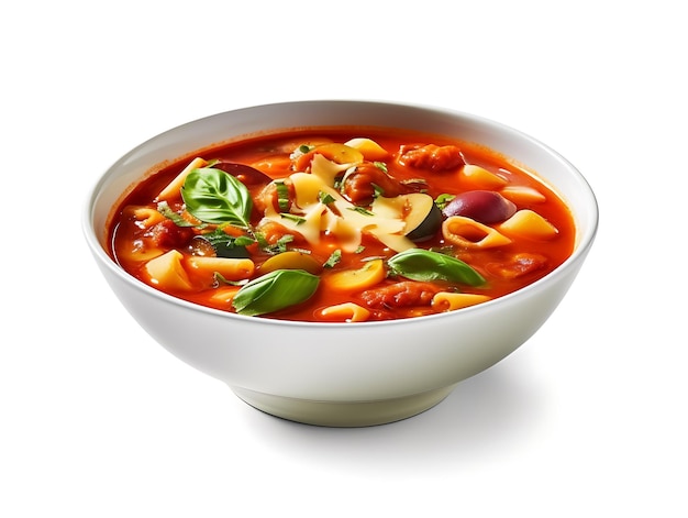 Minestrone italian vegetable soup with pasta Vegan food Ai Generative