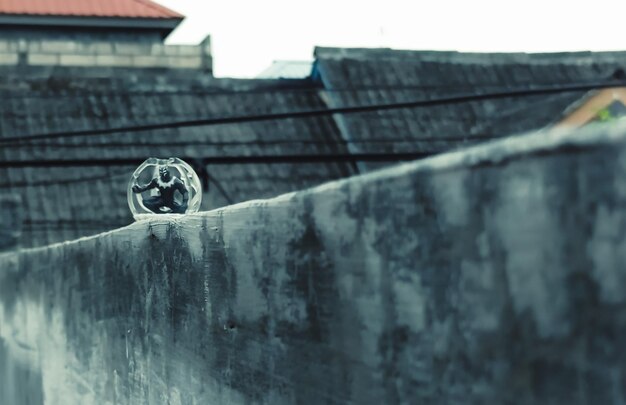 A mini black panther figure on the balcony wall of the house