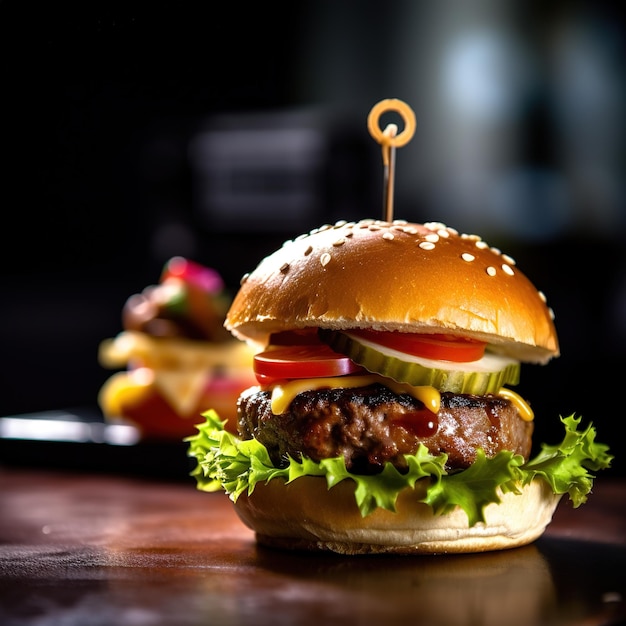 トレイ上のミニバーガーの食べ物の写真