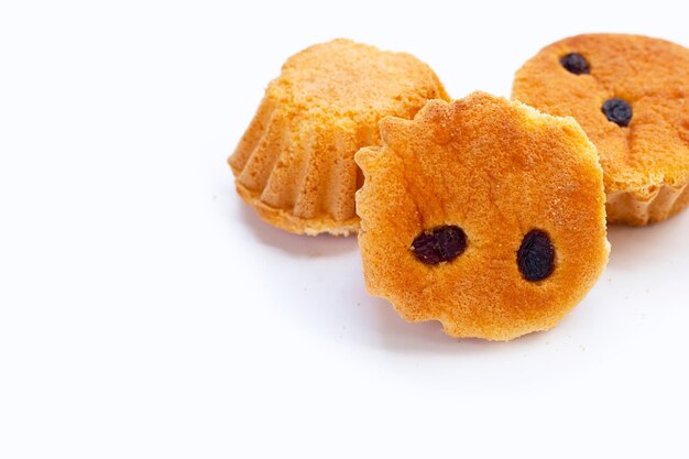 Mini castella cake on white background