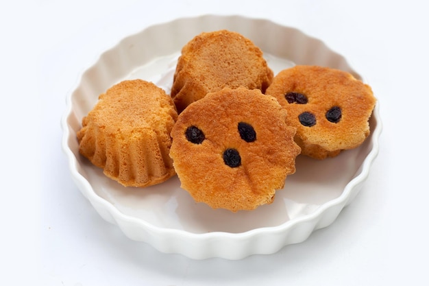 Mini castella cake on white background