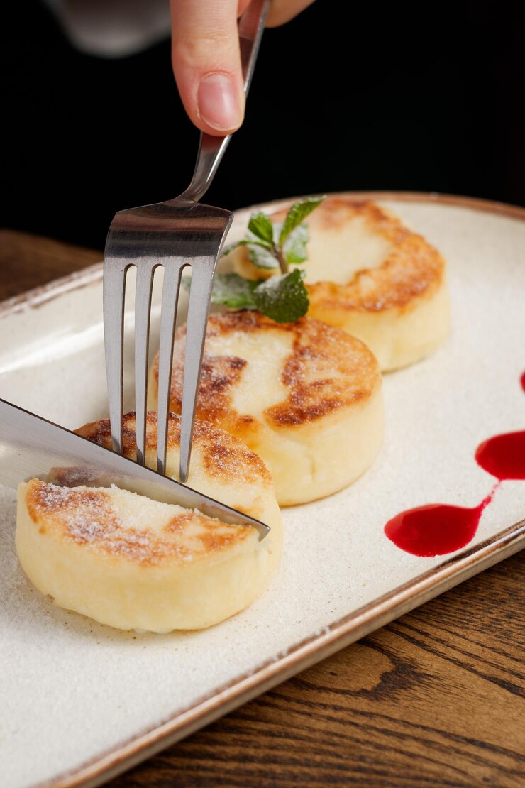 Photo mini cheesecakes sirniki photo for restaurant cafe menu