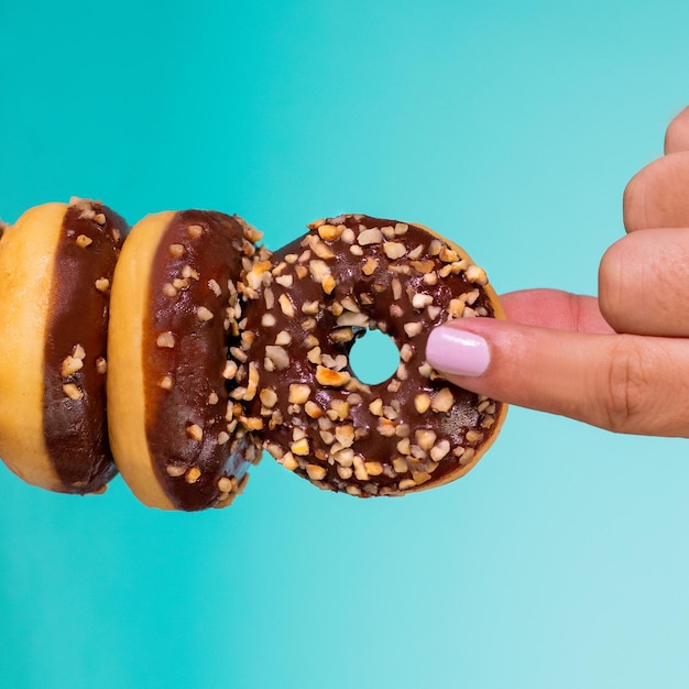 Mini chocolade-pinda-donuts