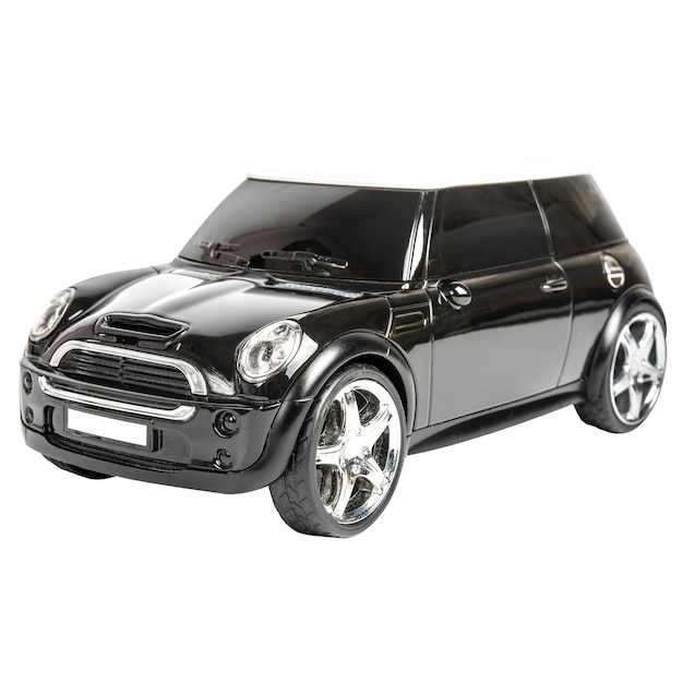 Mini Cooper speelgoedauto op witte achtergrond