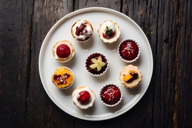 Mini desserts elegantly presented on pristine white plate irresistible delights