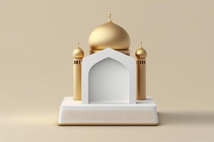 Photo mini empty mosque 3d rendering realistic background