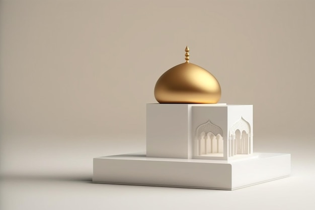 Mini empty mosque 3d rendering realistic background