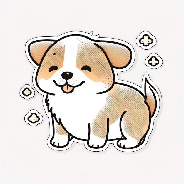 mini kawaii dog stiker vector