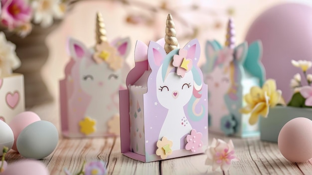 Mini Milk Carton Gift Box with an adorable unicorn for Easter