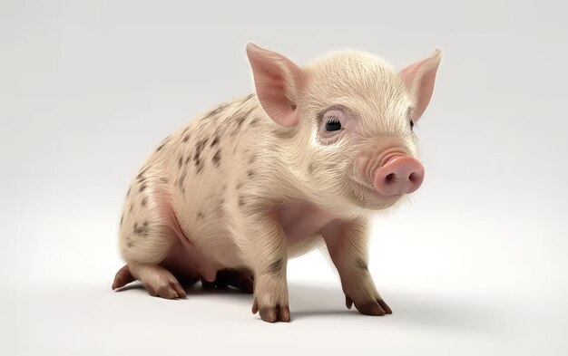 흰색 배경 가축 국내 농장 동물 인공 지능에 고립 된 미니 돼지
