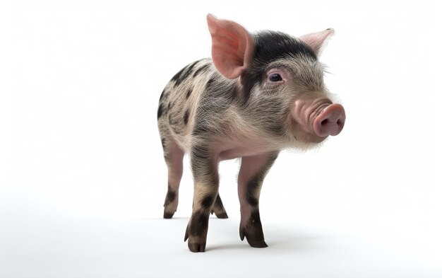 Foto un mini maiale isolato su uno sfondo bianco bestiame animali da fattoria domestici ai generato