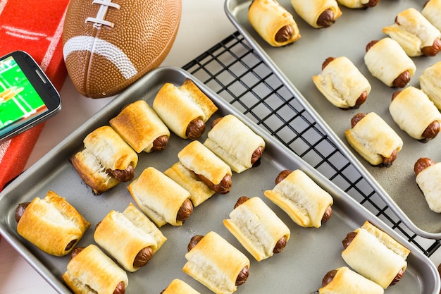 Mini Pigs In A Blanket for football game party.