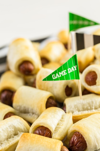 Mini Pigs In A Blanket for football game party.