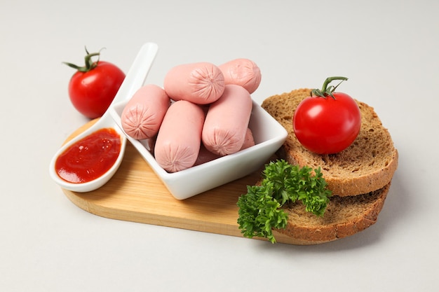 Mini sausage concept of tasty meat food