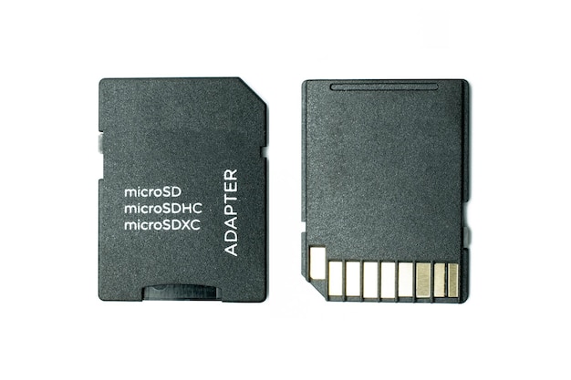 Mini SD memory cards on white background