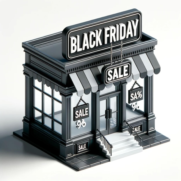 Mini shop miniature with Black Friday symbol