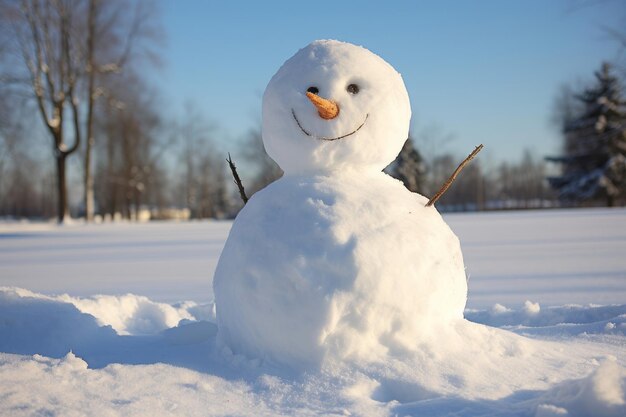 Mini snowman an anthropomorphic snow sculpture of a man