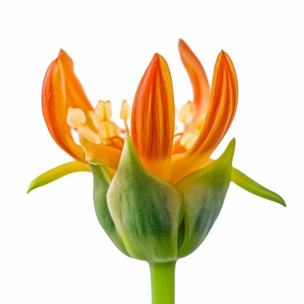 Mini Stalk Orange Flower Isolated on Clear Background