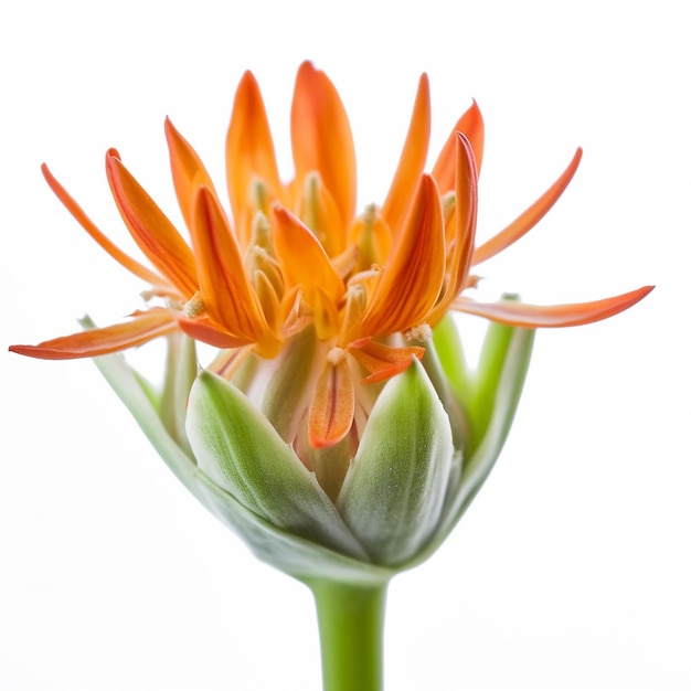 Mini Stalk Orange Flower Isolated on Clear Background