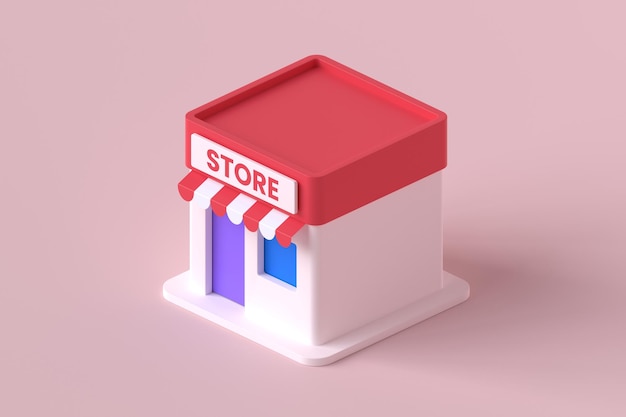 Mini store building 3d render illustration