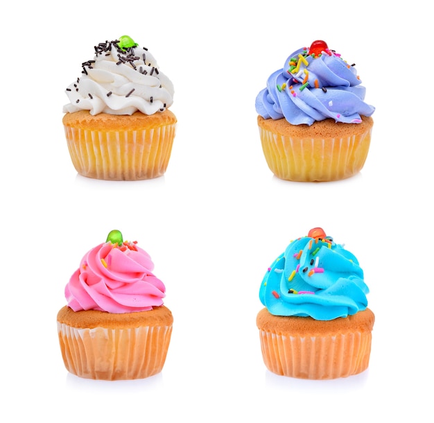 Mini tasty cupcake isolated on white