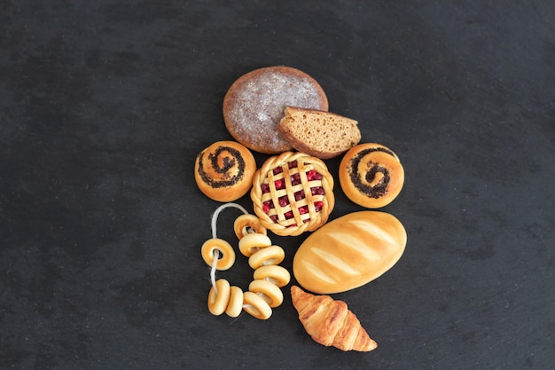 Miniature of bakery pastries in closeup on an isolated background