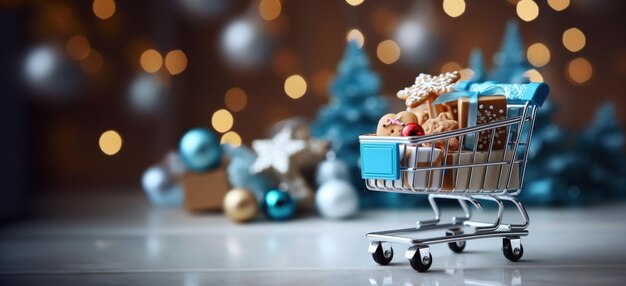 Miniature basket with sweets and gifts