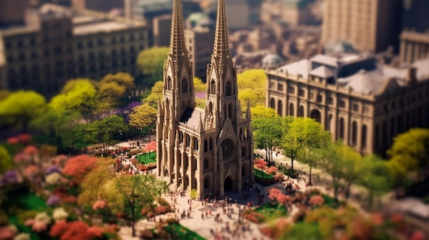 A miniature of a church with the word cathedral on the top.