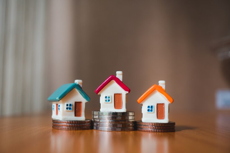 Miniature colorful house on stack coins using as property and financial concept