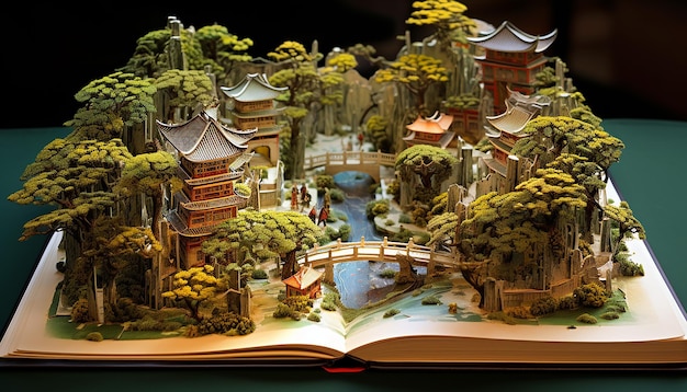Miniature diorama of a Chinese Jiangnan garden with intricate details