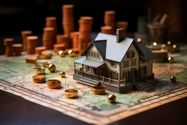 Foto la casa dei sogni in miniatura un idilliaco modello di casa in mezzo a una foresta di guglie urbane