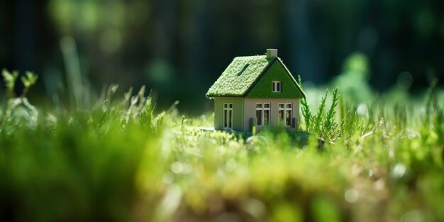 Миниатюрный эко-дом в пышной зеленой среде