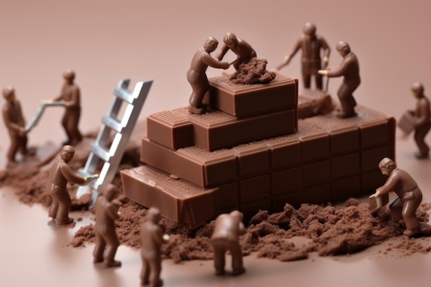 Миниатюрный работник создает шоколадные батончики к Всемирному дню шоколада