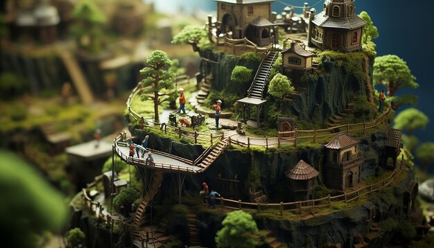 Miniature fantasy world inside a nutshell tiltshift 50mm photo