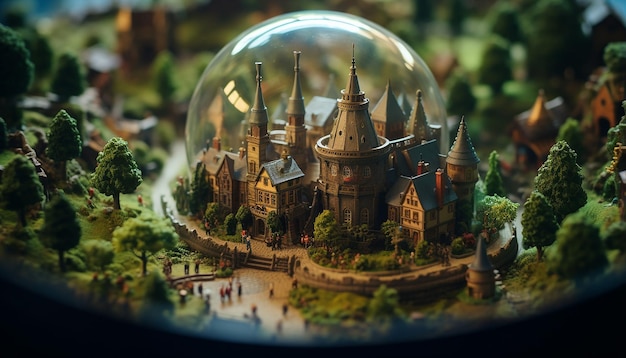 Miniature fantasy world inside a nutshell tiltshift 50mm photo