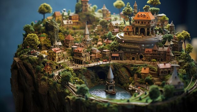 Miniature fantasy world inside a nutshell tiltshift 50mm photo