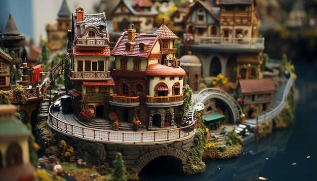 Miniature fantasy world inside a nutshell tiltshift 50mm photo